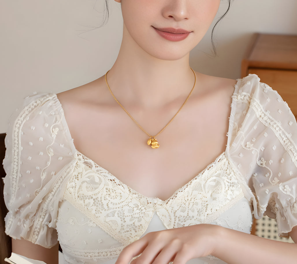 24k Pure Gold Cute Rabbit Bunny and Carrot 5D Pendant Charm - Gypsophila Co.