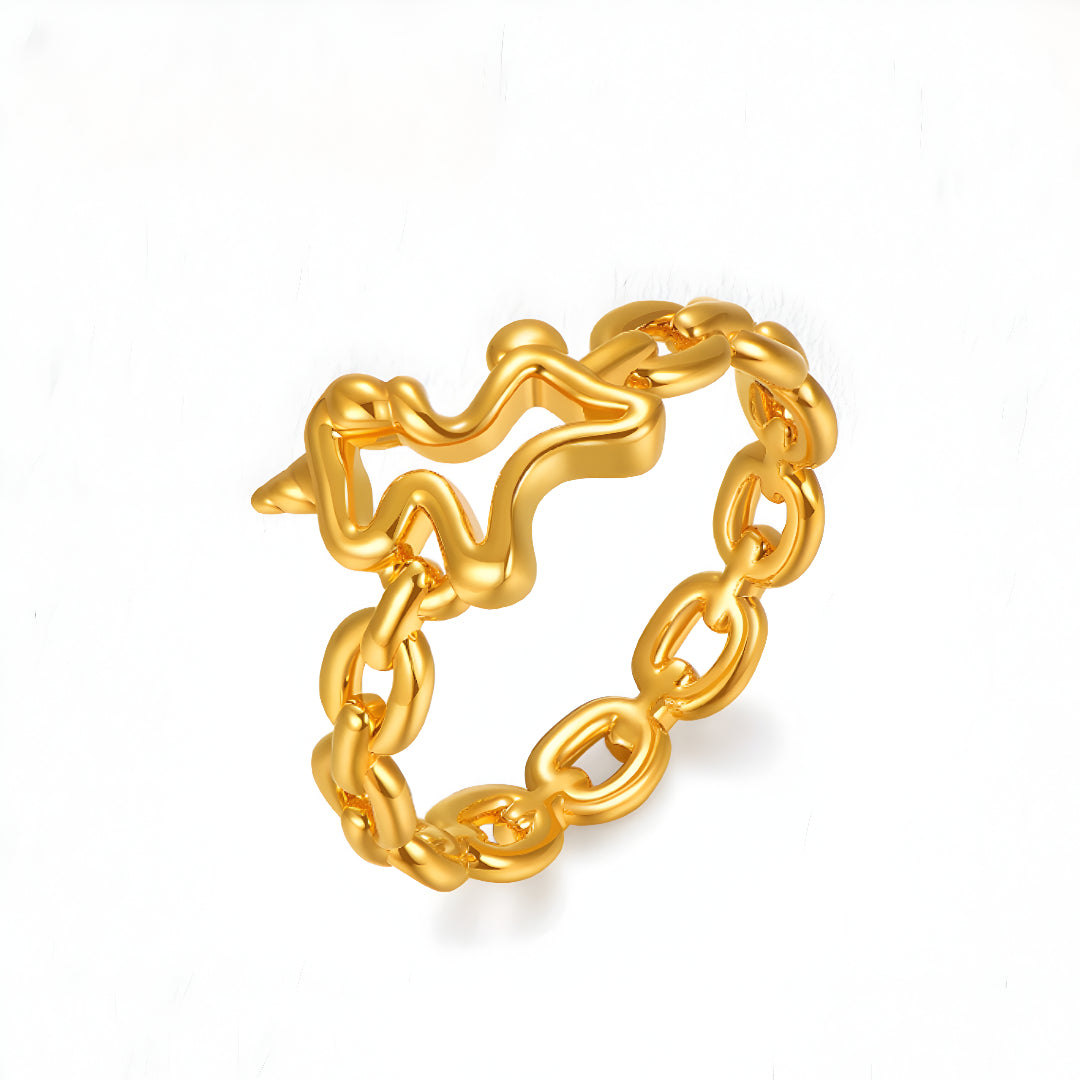 24K Pure Gold Unicorn 5D Playful Cute Chain Link Ring - Gypsophila Co.