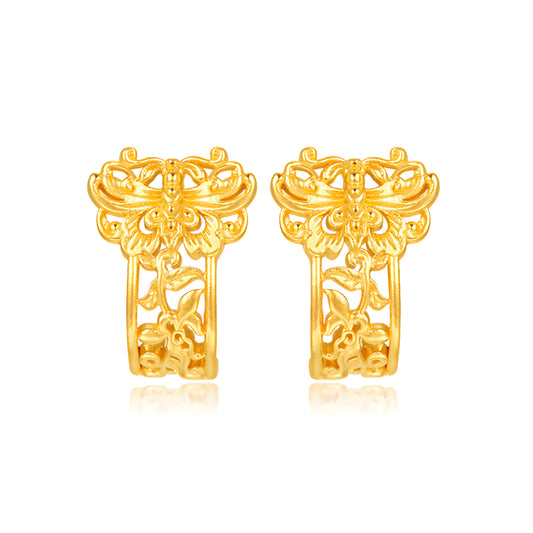 24K Pure Gold Handmade Butterfly Orchid Flower Stud Earrings - Gypsophila Co.