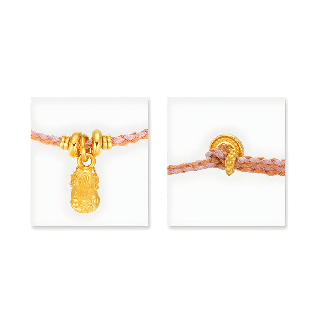 24k Pixiu Charm Bring Luck and Wealth Rope Braided Bracelet - Gypsophila Co.