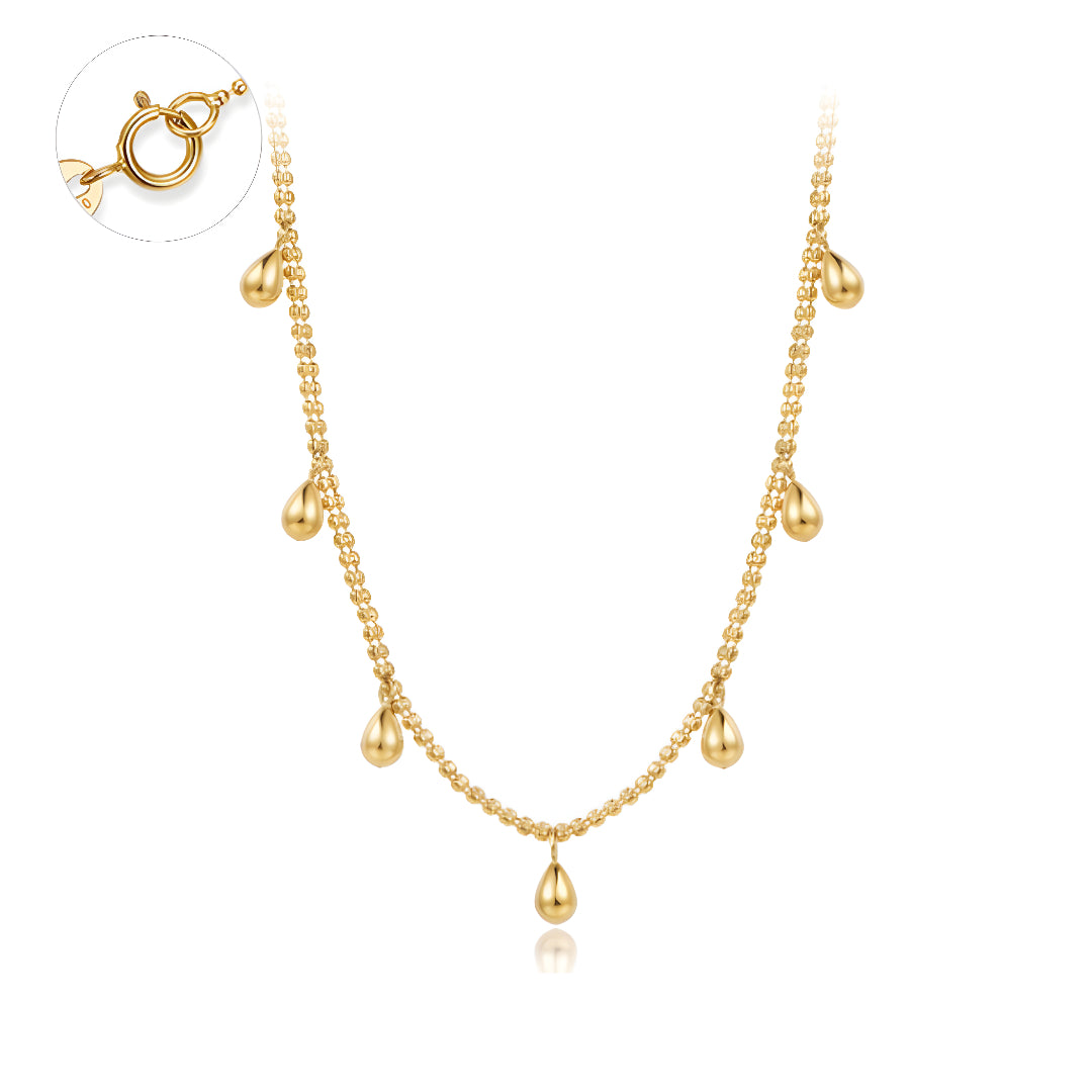 Gilded water drop 18K gold necklace natural light luxury retro clavicle chain - Gypsophila Co.