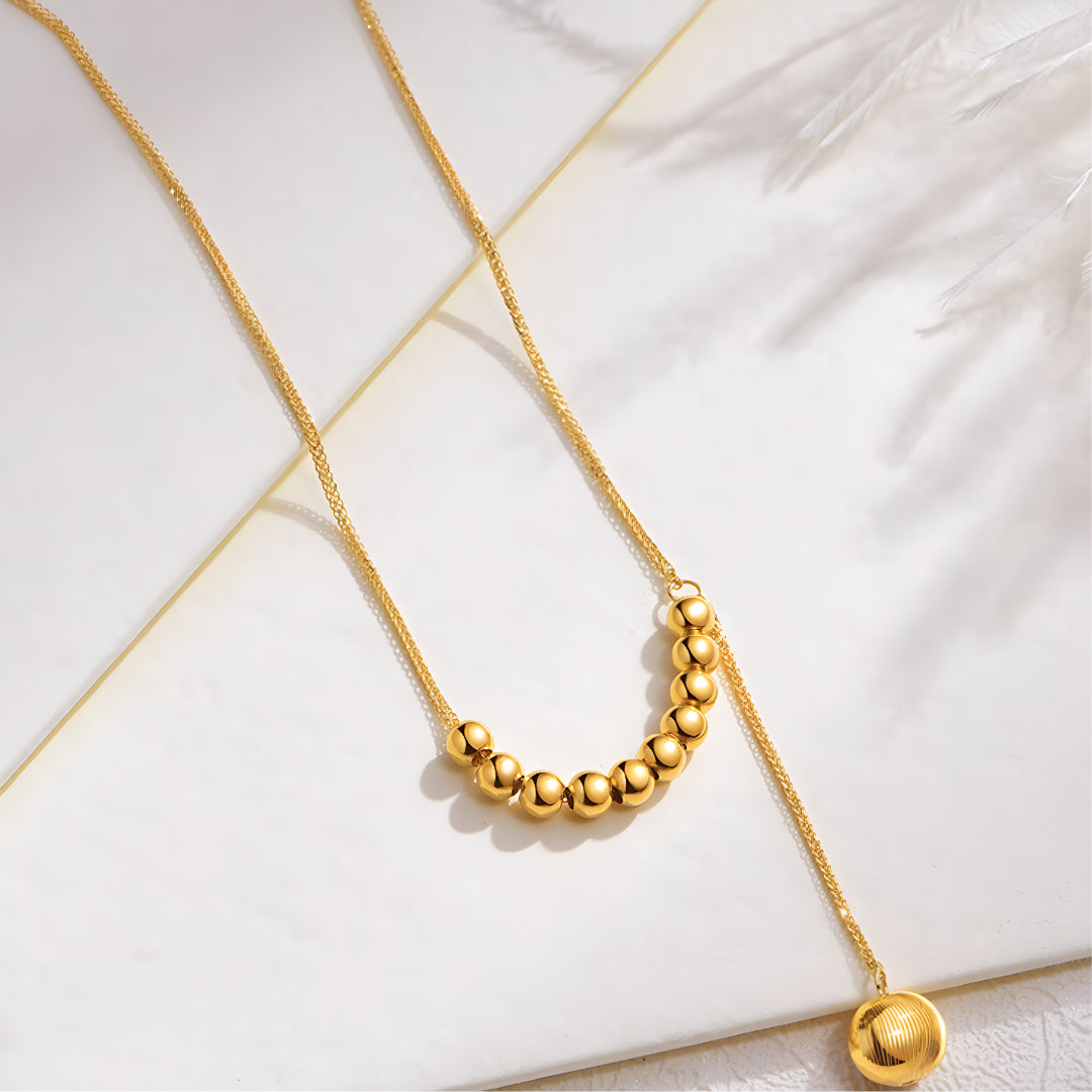 18k Real Gold Beads Necklace