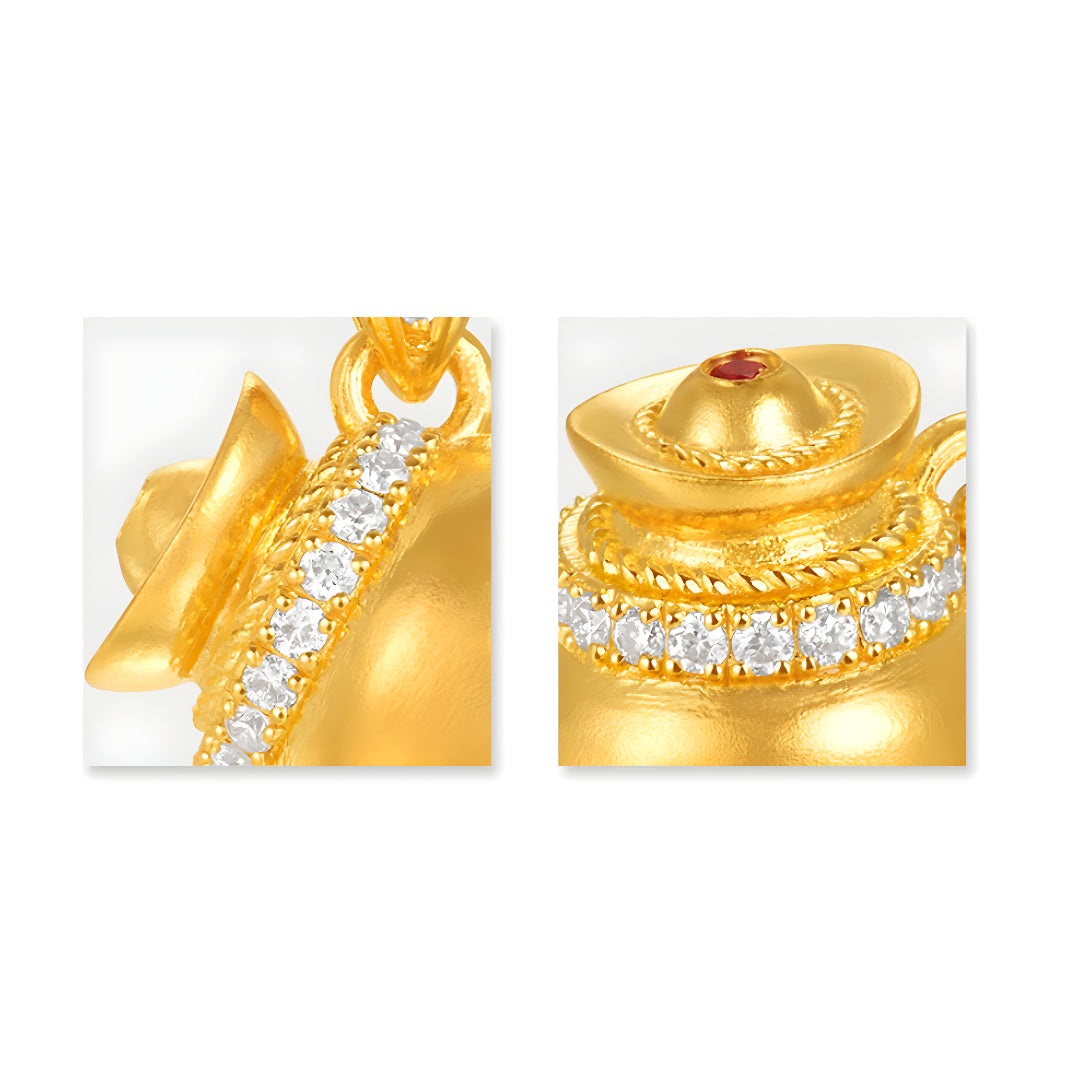 24K Pure Gold Lucky Wealth Money Bag Pendant - Gypsophila Co.