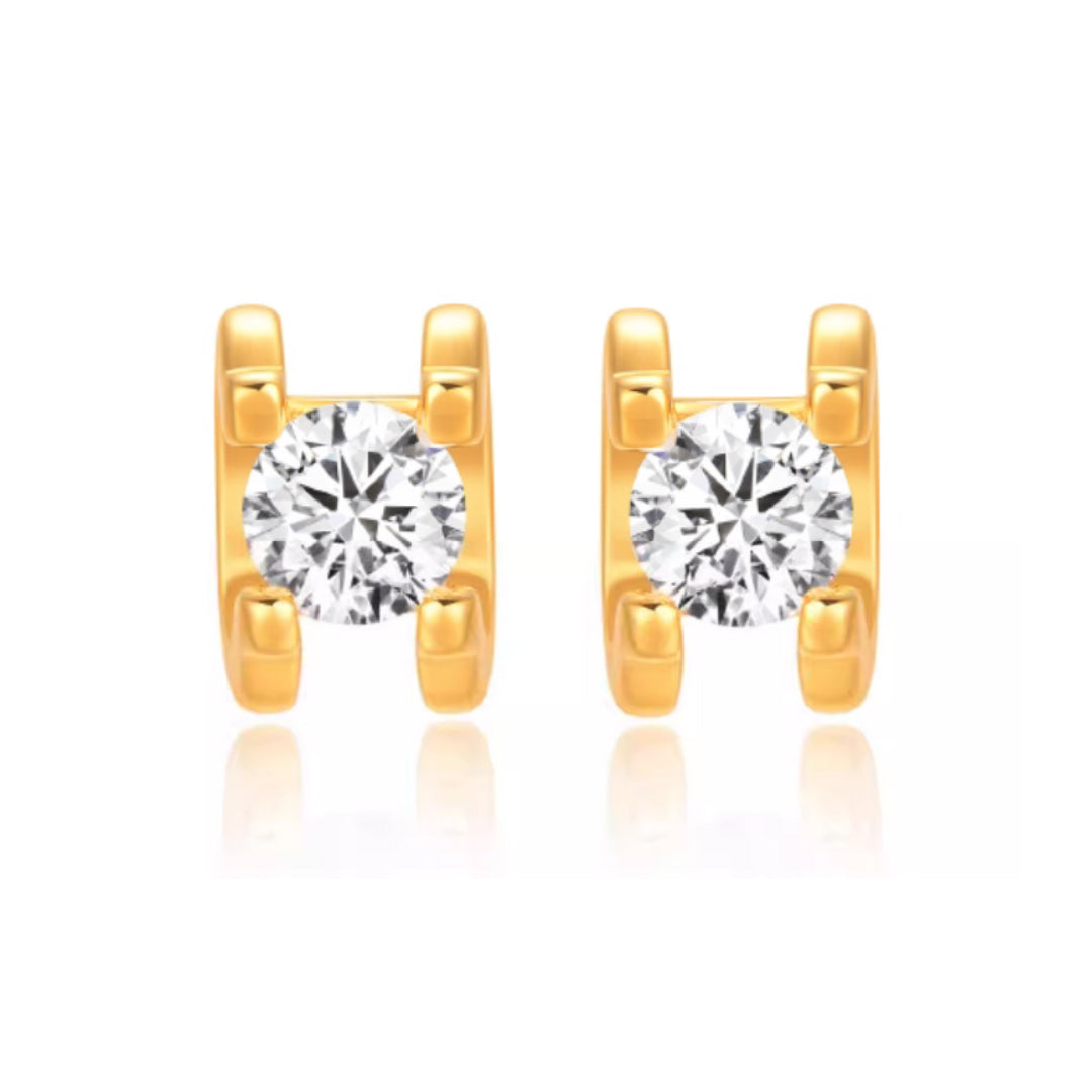 18k Real Gold Classic Stud Earrings