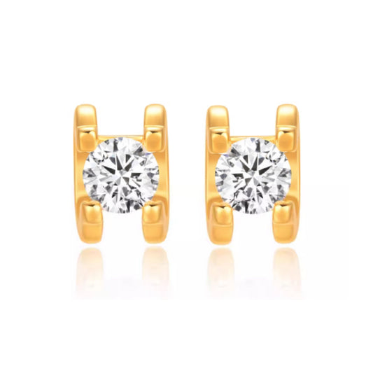 18k Real Gold Classic Stud Earrings