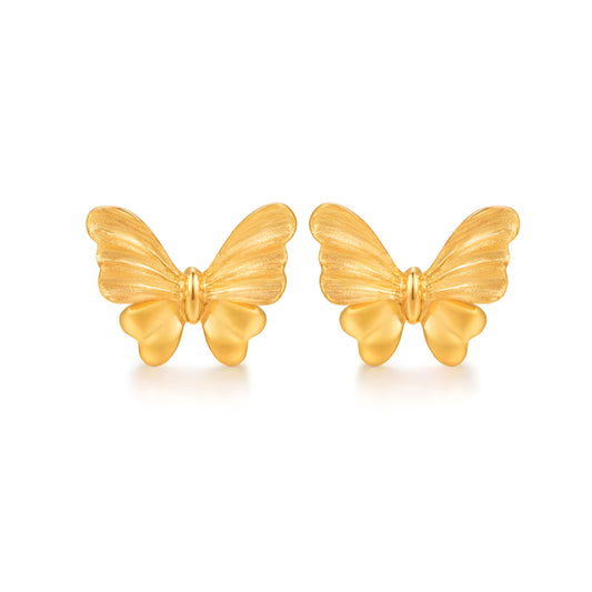 18K Real Gold Butterfly Trendy Stud Earrings