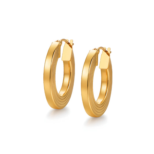 18k Real Gold Hoop Minimal Minimalist Style Earrings - Gypsophila Co.