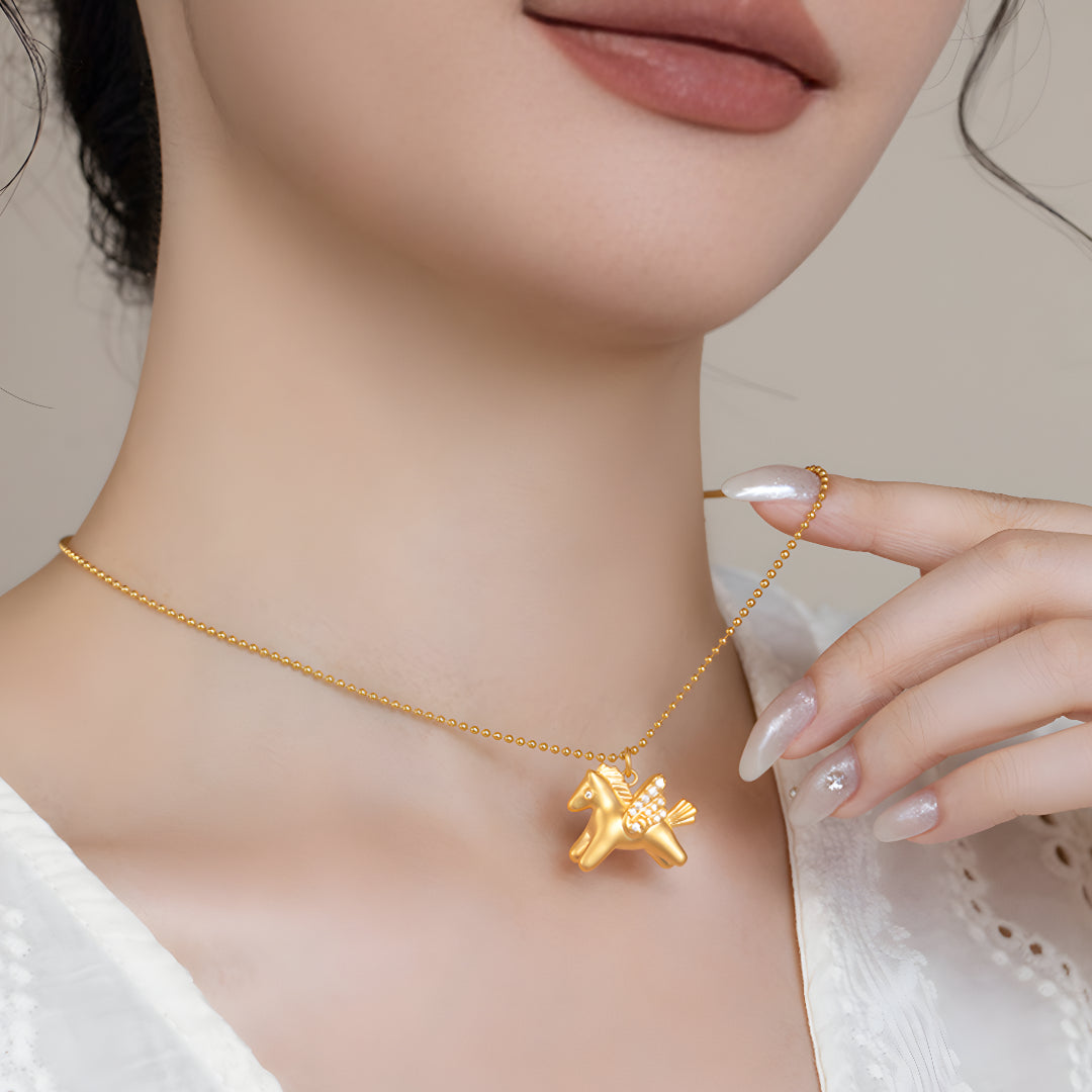 24k Pure Gold 5D Gold Flying Wings Pendant - Gypsophila Co.