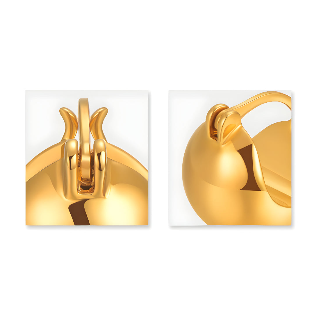 24K Pure Gold Ball Earrings 5D Hard Gold Hoop Earrings - Gypsophila Co.