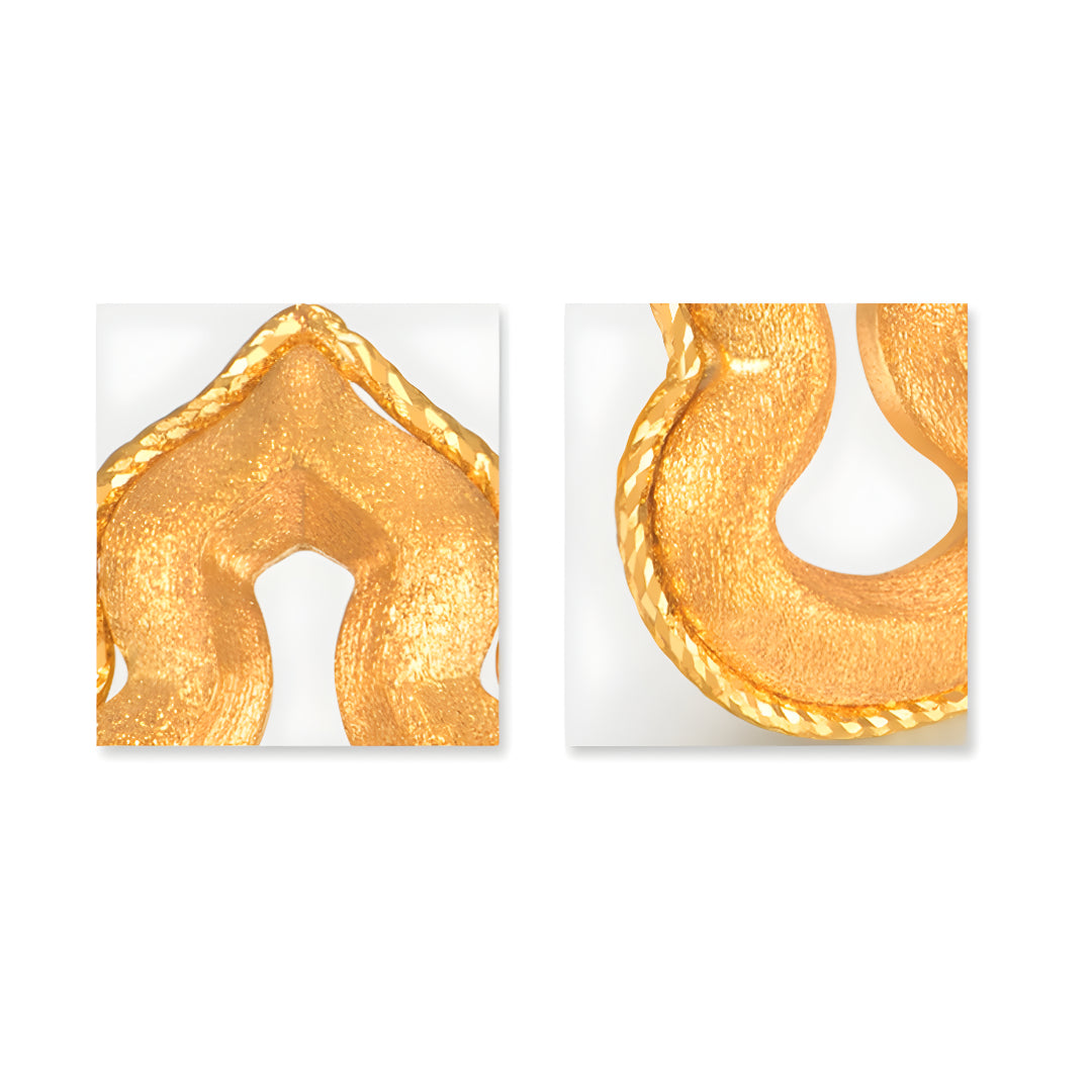 24K 5G Gold Sparkling Lucky Gourd Stud Earrings
