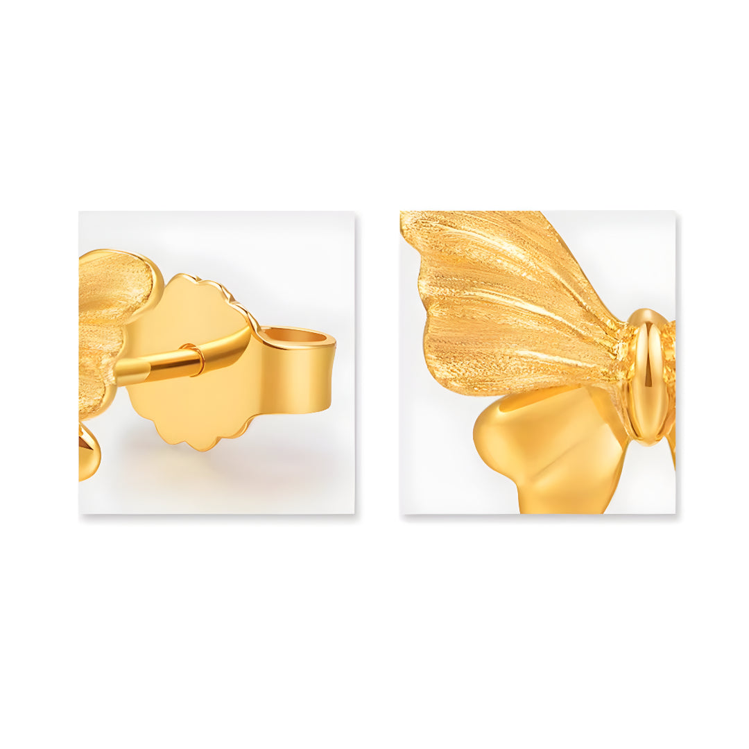 18K Real Gold Butterfly Trendy Stud Earrings