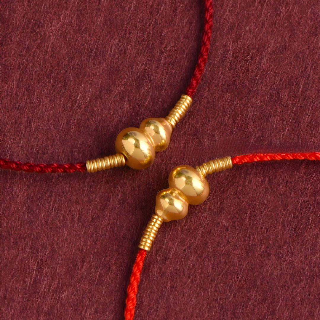 24k Solid 999 Gold Lucky Gourd Red Rope Bracelet for Men and Women Blessing and Peace Braided Bracelet