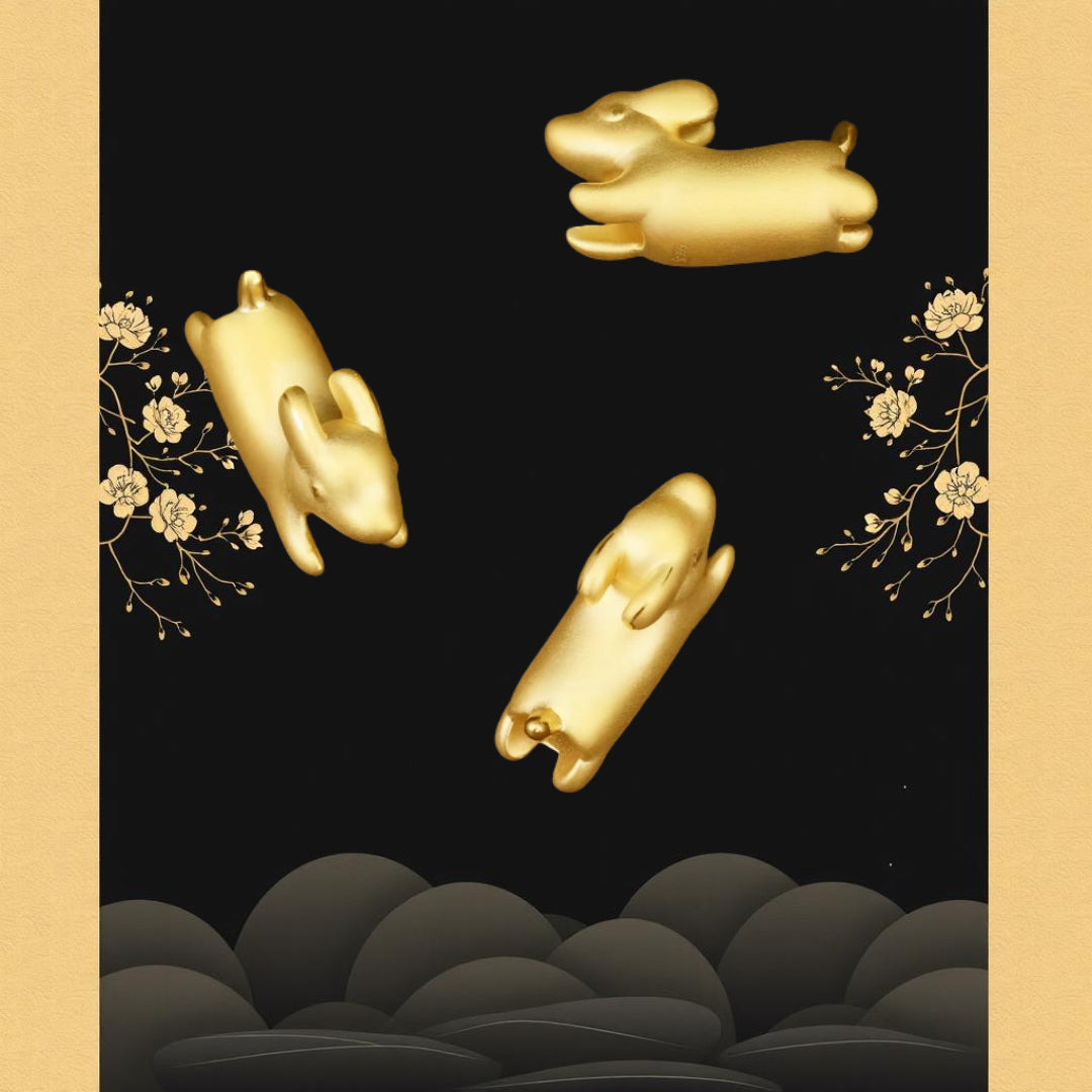 24K Pure 999 Gold Lucky dachshund Dog D.I.Y Charm Pendant