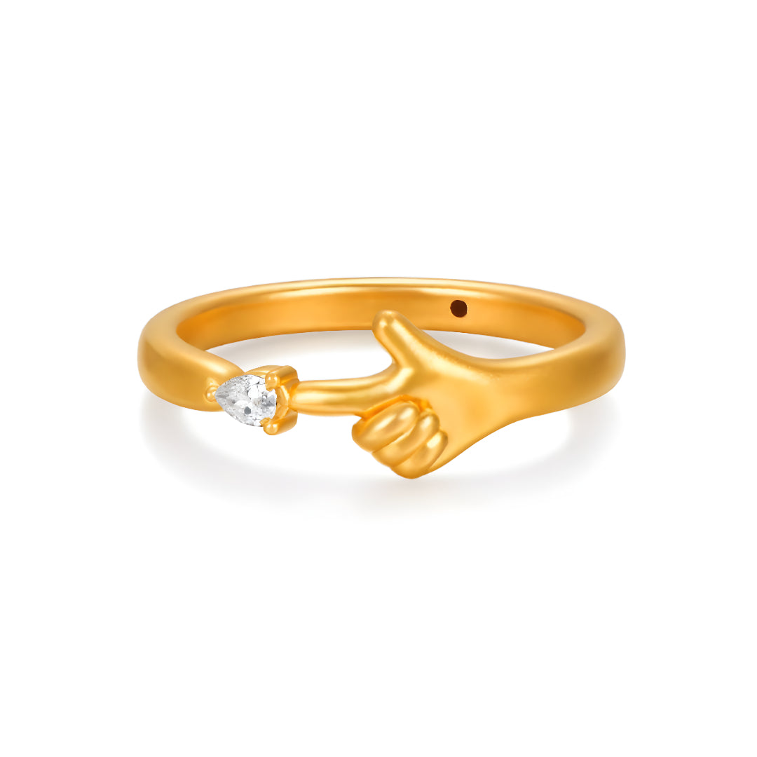 24k Pure Gold 5D Gold BiuBiu Hand Playful Stacking Ring
