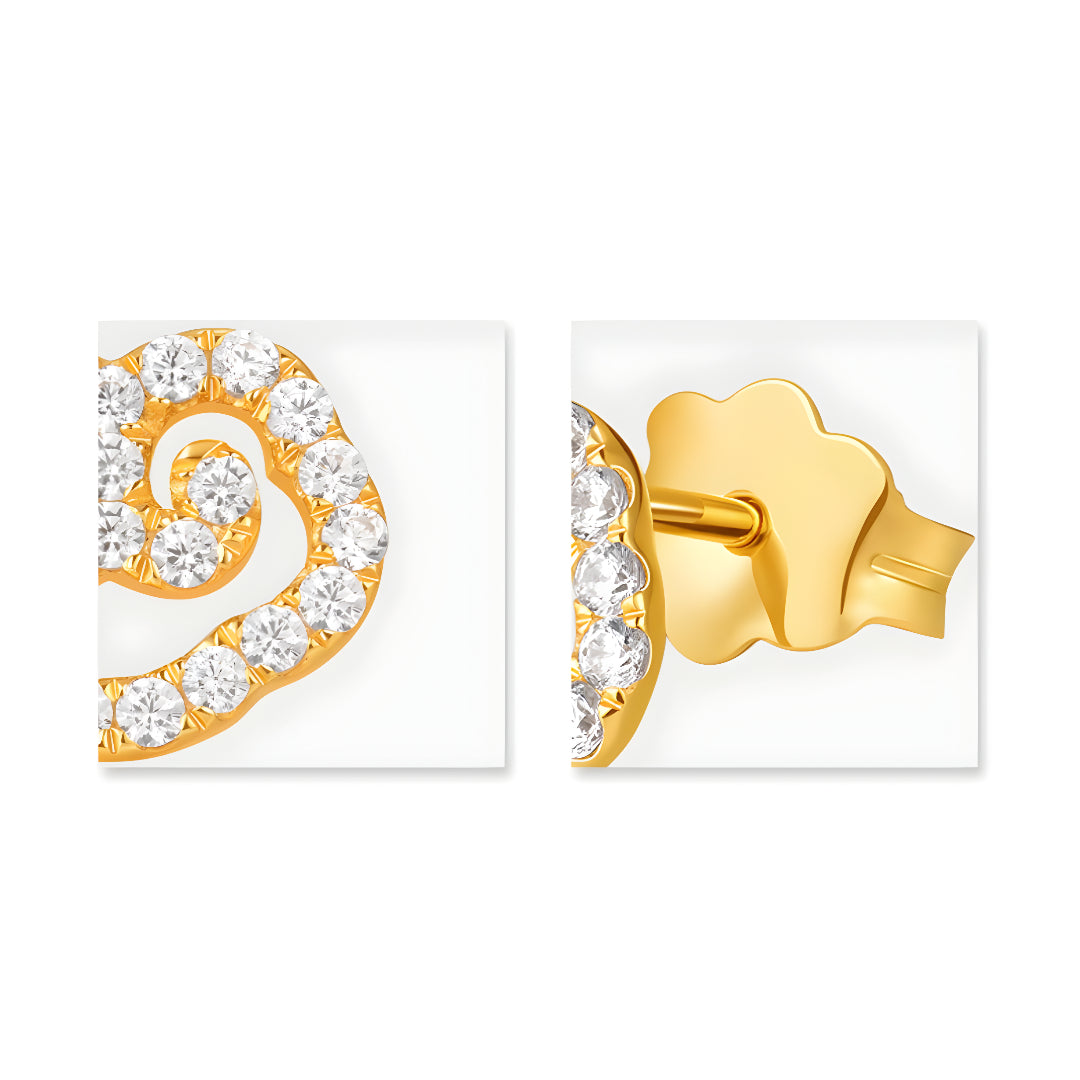 18k Pure Gold Ruyi Lucky Cloud Stud Earrings - Gypsophila Co.