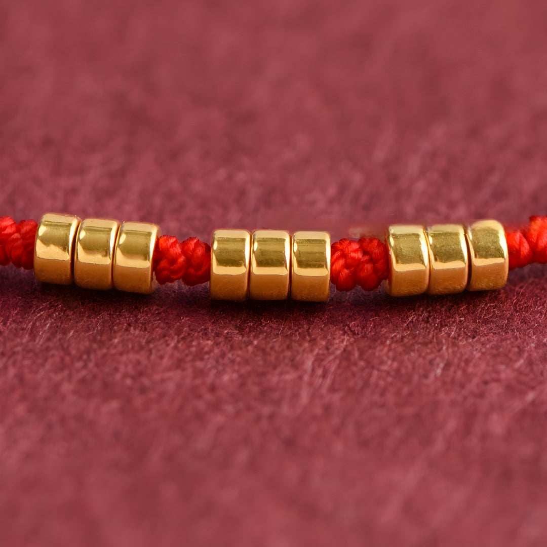 24k Solid 999 Gold Beads Red Rope Bracelet for Men and Women Blessing and Peace Braided Bracelet