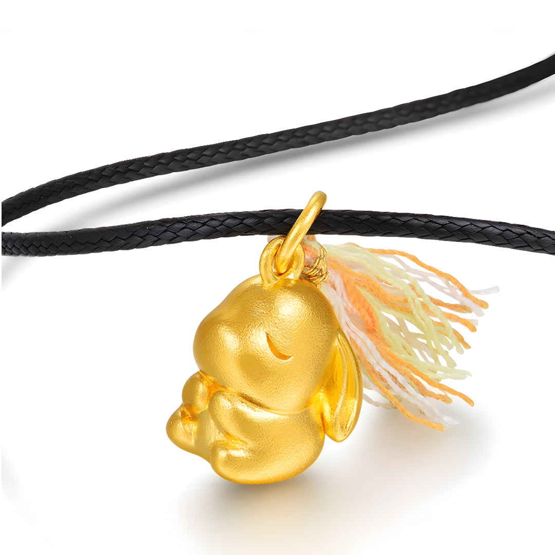 24K Pure Gold Blessing Wishing Rabbit Bunny Pendant - Gypsophila Co.