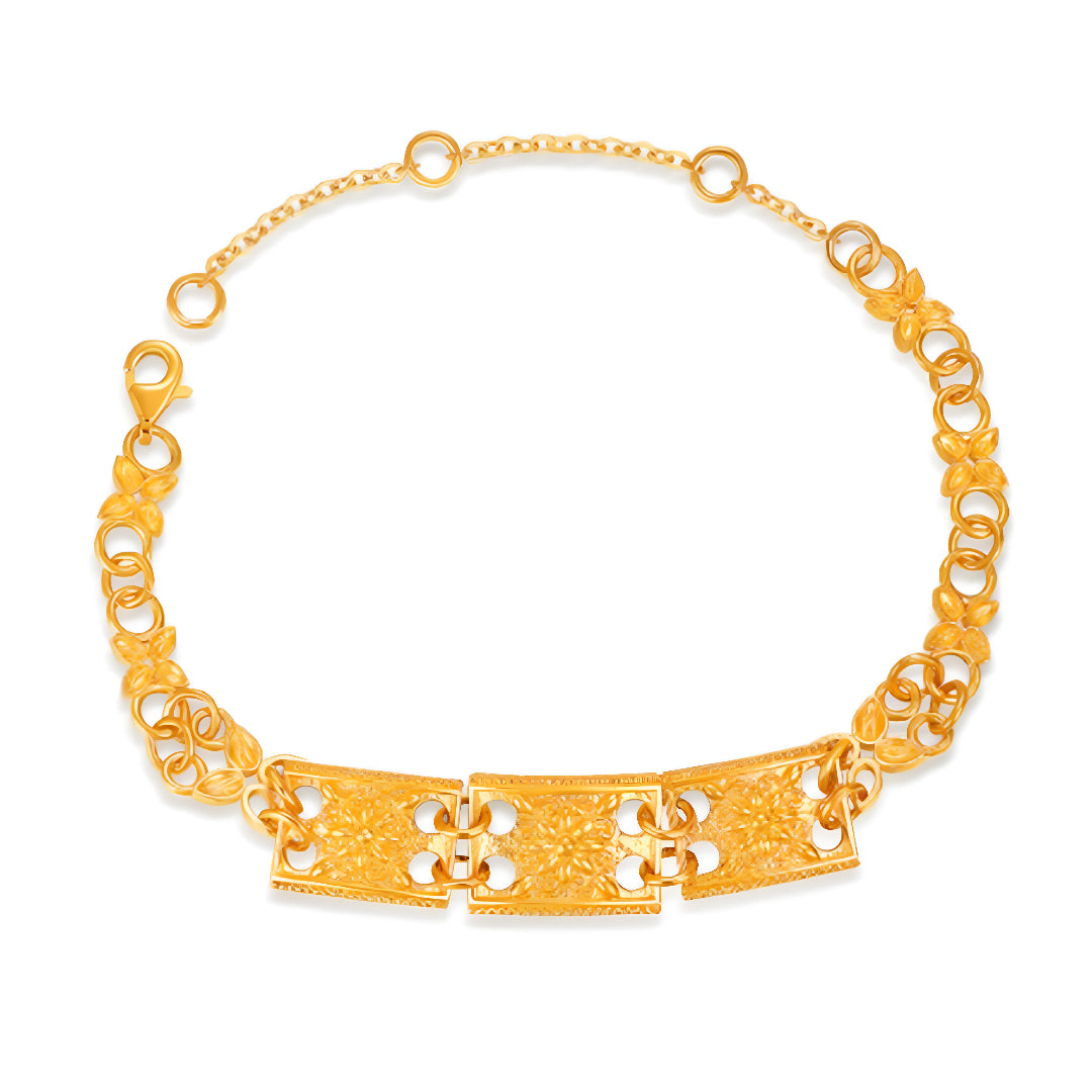 24k Real Gold Chain and link Charm Bracelet