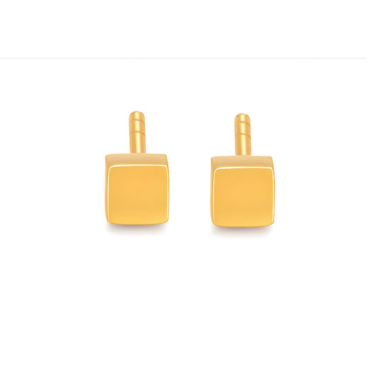24K Real Gold Cube 5G Gold Minimal Minimalist Stud Earrings