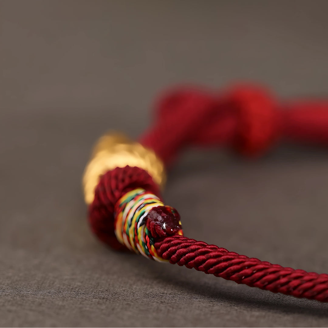 24k 999 Pure Gold Snake Pendant Chinese Zodiac with Red String Braided Rope Bracelet for Men and Women