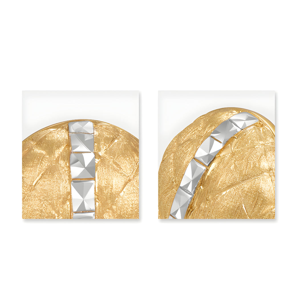 18K Real Gold Retro two-tone Lattice button Stud Earrings - Gypsophila Co.