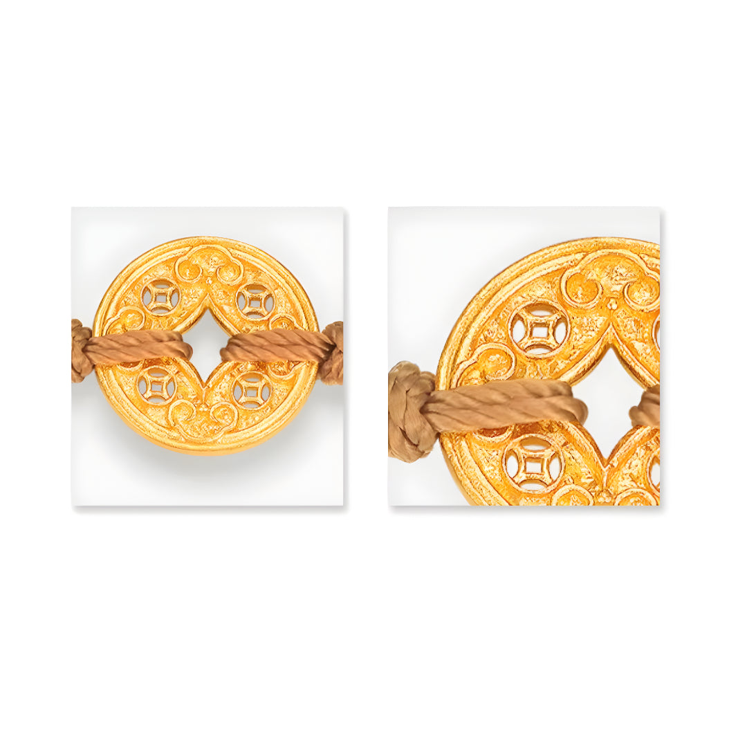 24K Real Gold Ruyi Gold Coin Rope Braided Gold Bracelet