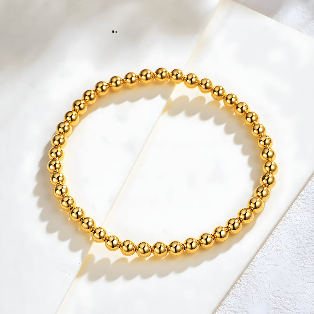 24K Real Gold 5D Hard Gold Minimal Minimalist Beads Bracelets