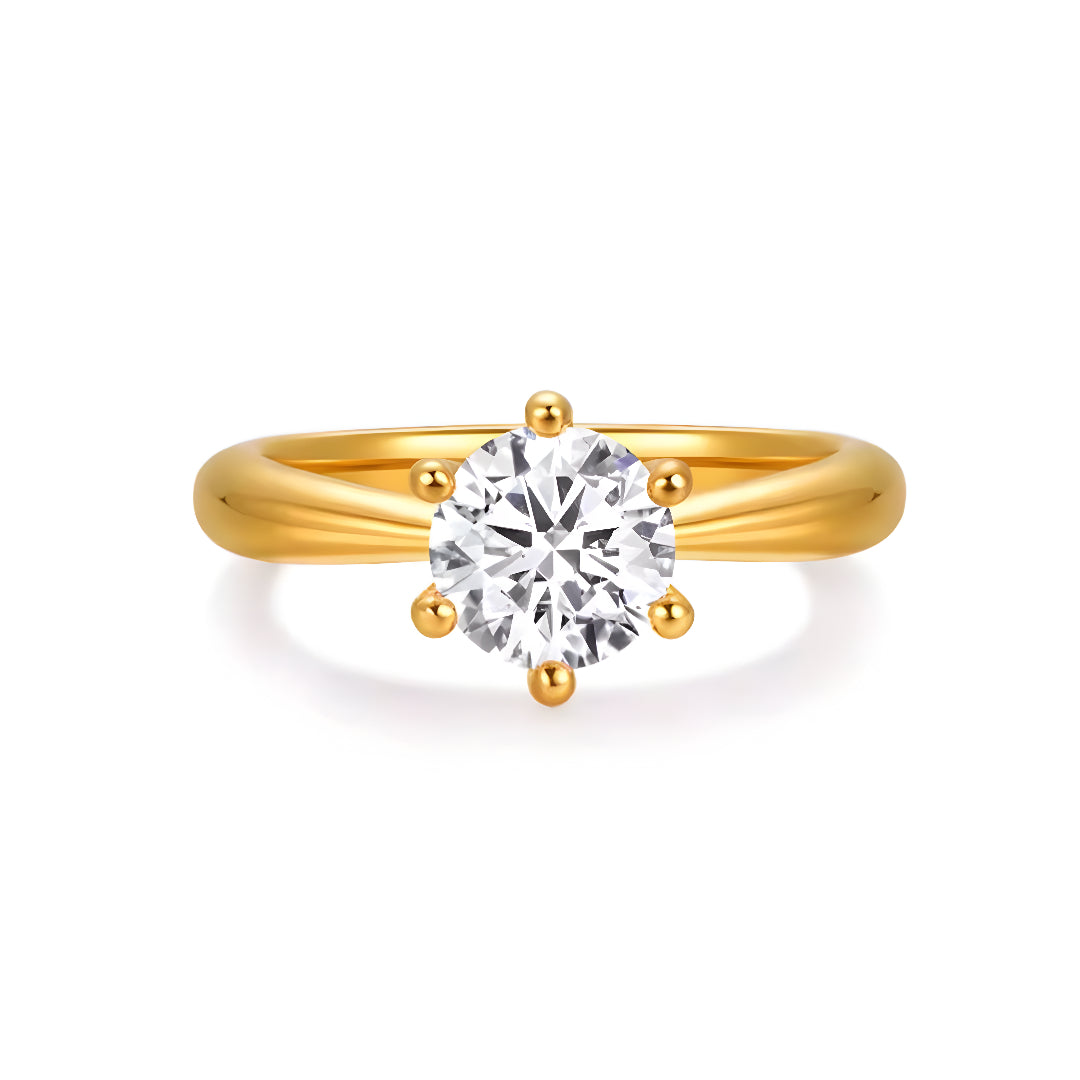 24K Classic Minimal Style Wedding Proposal Bride Band Ring