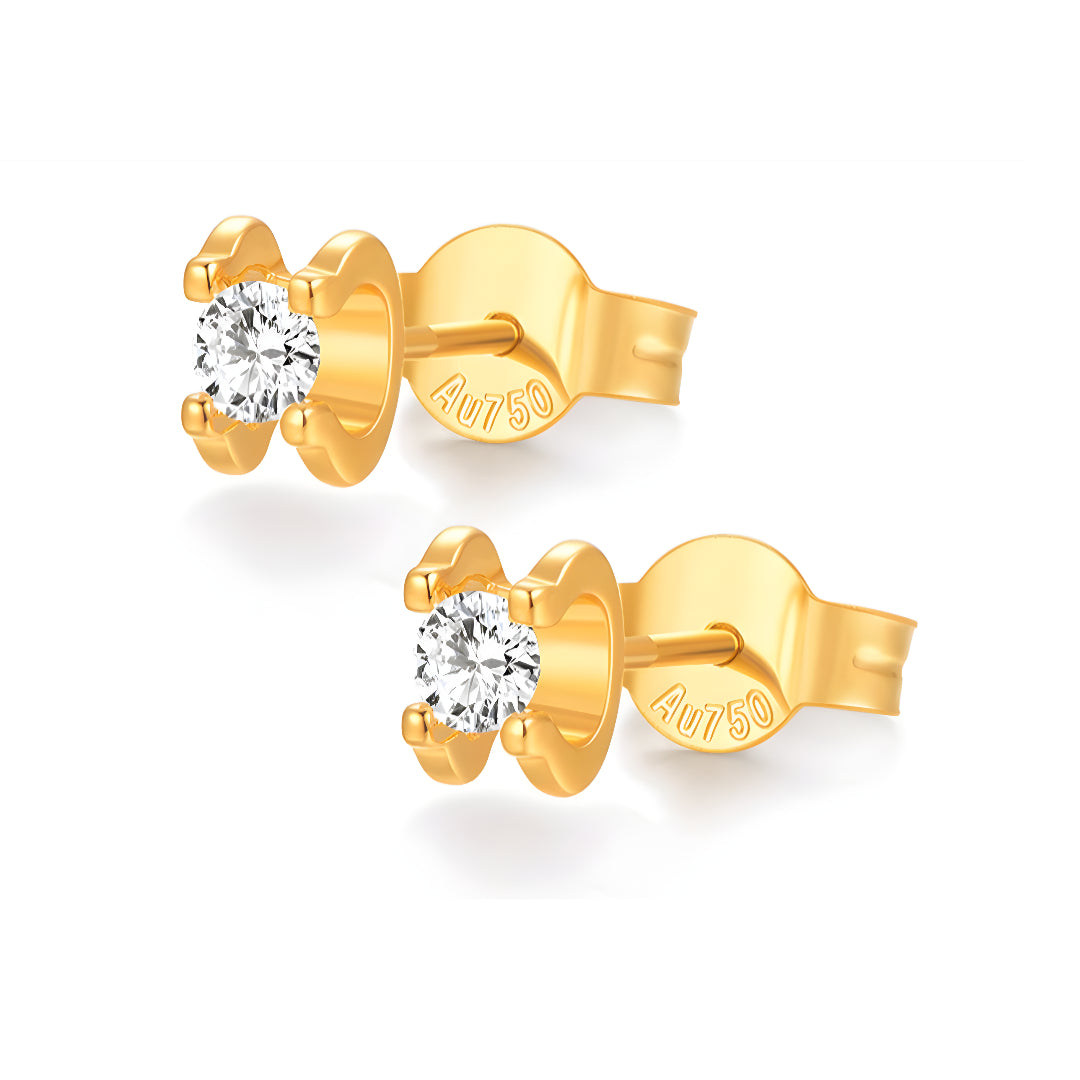 18k Real Gold Classic Stud Earrings