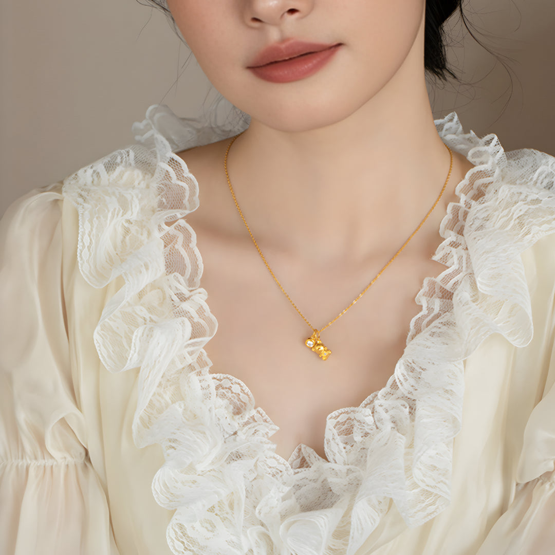 24K Pure Gold Flower Clover Bear and Elephant D.I.Y Charms Pendant