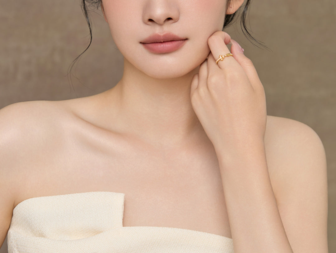 24k Pure Gold 5D Hard Gold Cross Zircon Band Stacking Ring - Gypsophila Co.