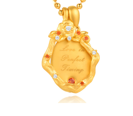 24k Full Gold Stacking Rose Romantic Love in Perfect Timing Proposal Pendant - Gypsophila Co.