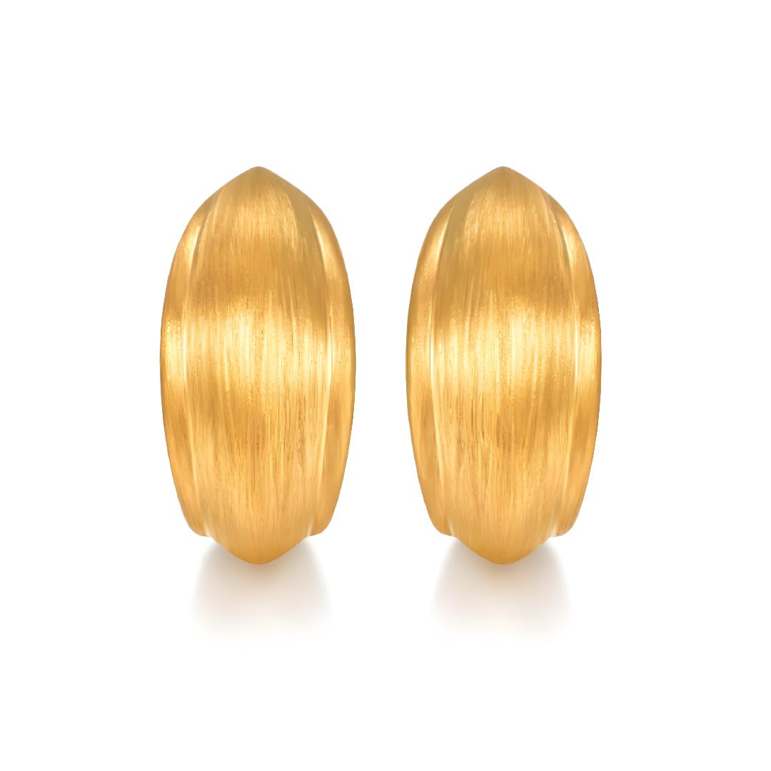 24K Real Gold 5D Gold Hoop Moon Shape Earrings