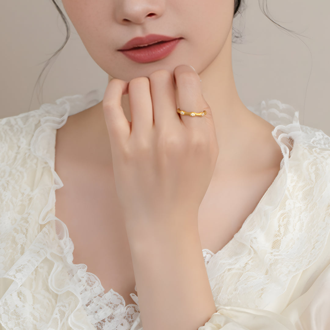 24K Real Gold Star Ring Gold Ring 5D Full Gold Inlay Fashion Women's Ring