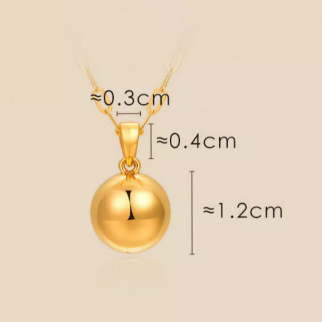 24K Real Gold 5D Hard Gold Ball Minimal Minimalist Pendant