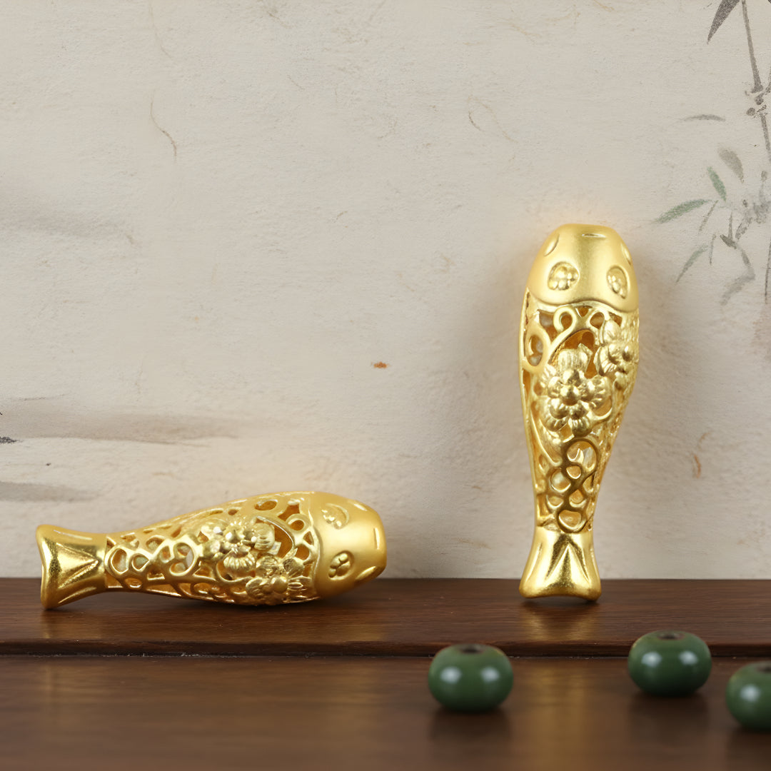 24K 999 Real Gold Pure Gold Koi Fish Good Luck and Fortune D.I.Y Charm Pendant