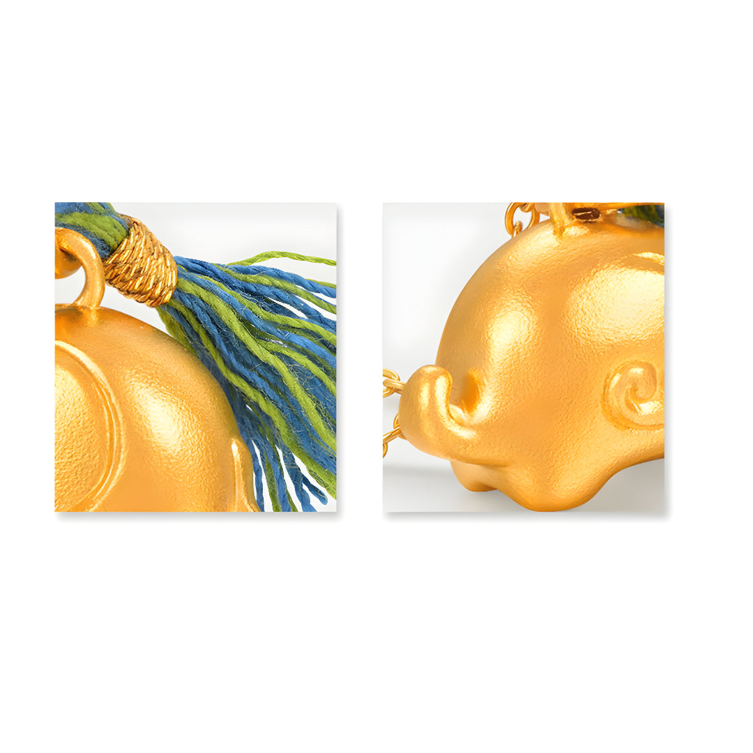 24K Real Gold Cute Elephant Pendant