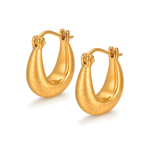 24K Real Gold 5D Gold Hoop Earrings