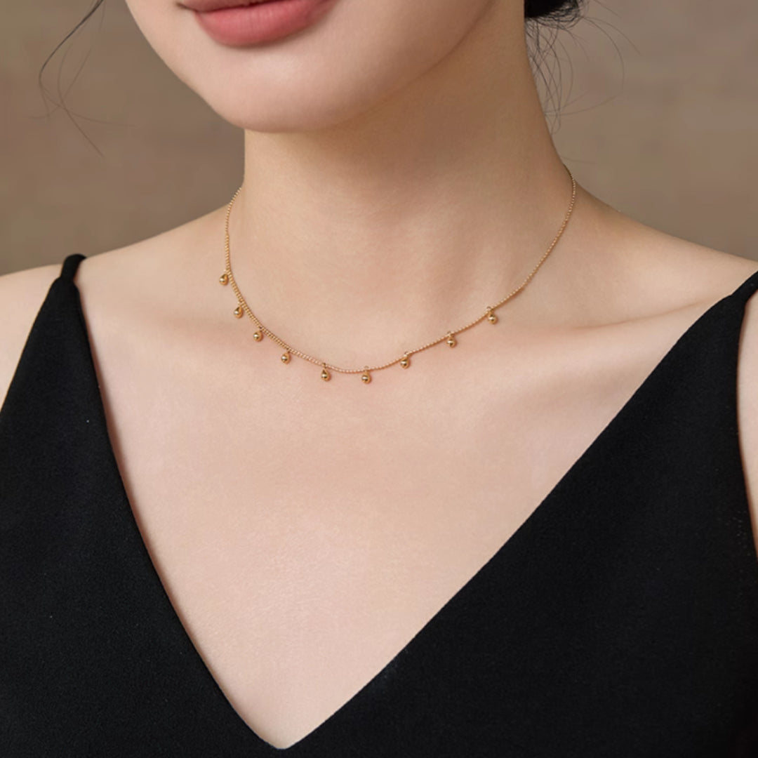Gilded water drop 18K gold necklace natural light luxury retro clavicle chain - Gypsophila Co.
