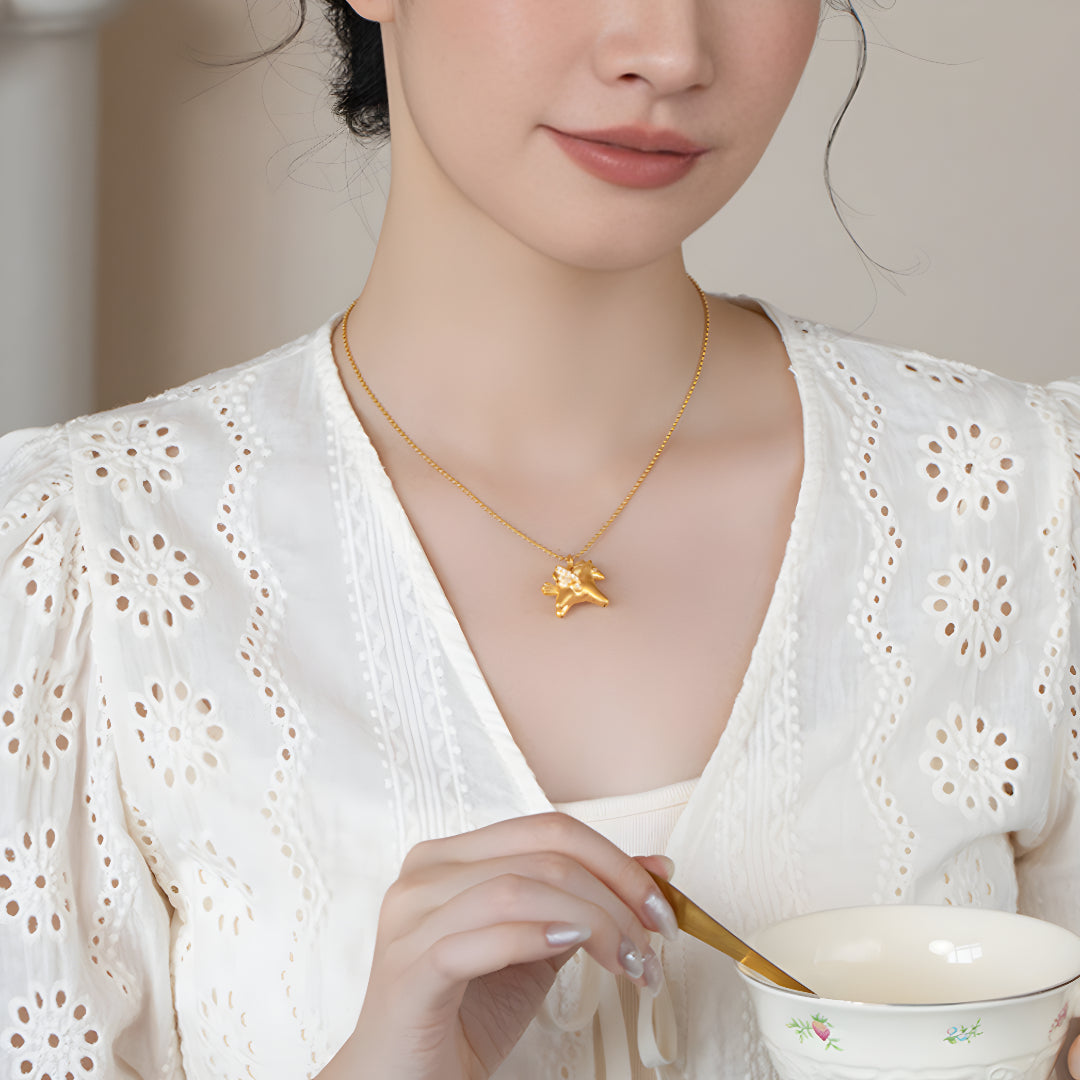 24k Pure Gold 5D Gold Flying Wings Pendant - Gypsophila Co.