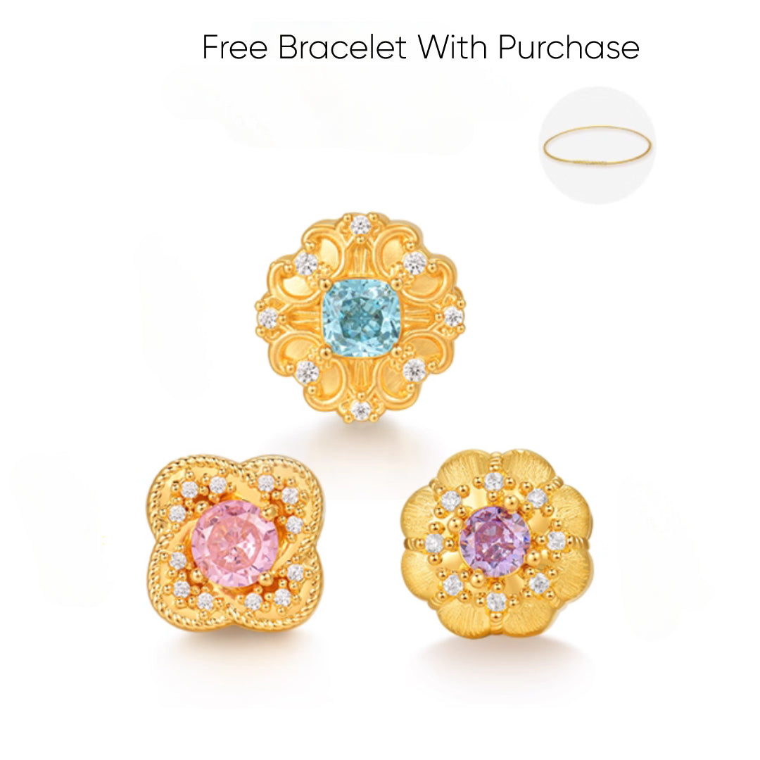 24K Pure Gold Beads D.I.Y Charm Pendant - Gypsophila Co.