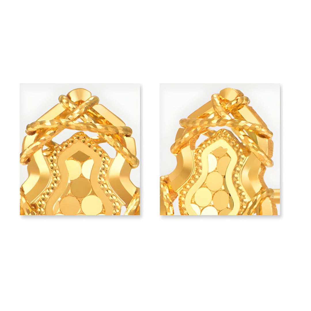 24K 5G Gold Sparkling Geometric Lucky Gourd Stud Earrings - Gypsophila Co.