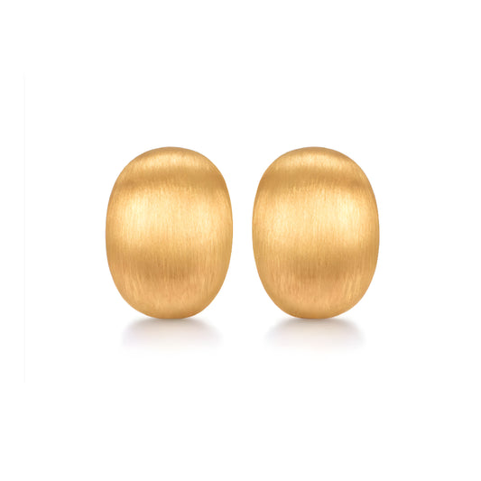 18k Real Gold Brushed Pattern Geometric Stud Earrings