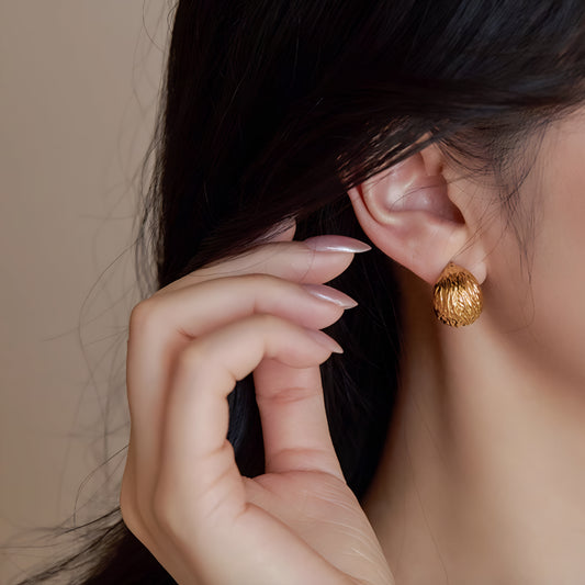 24K Pure 5D Hard Gold Elegant Stud Earrings - Gypsophila Co.