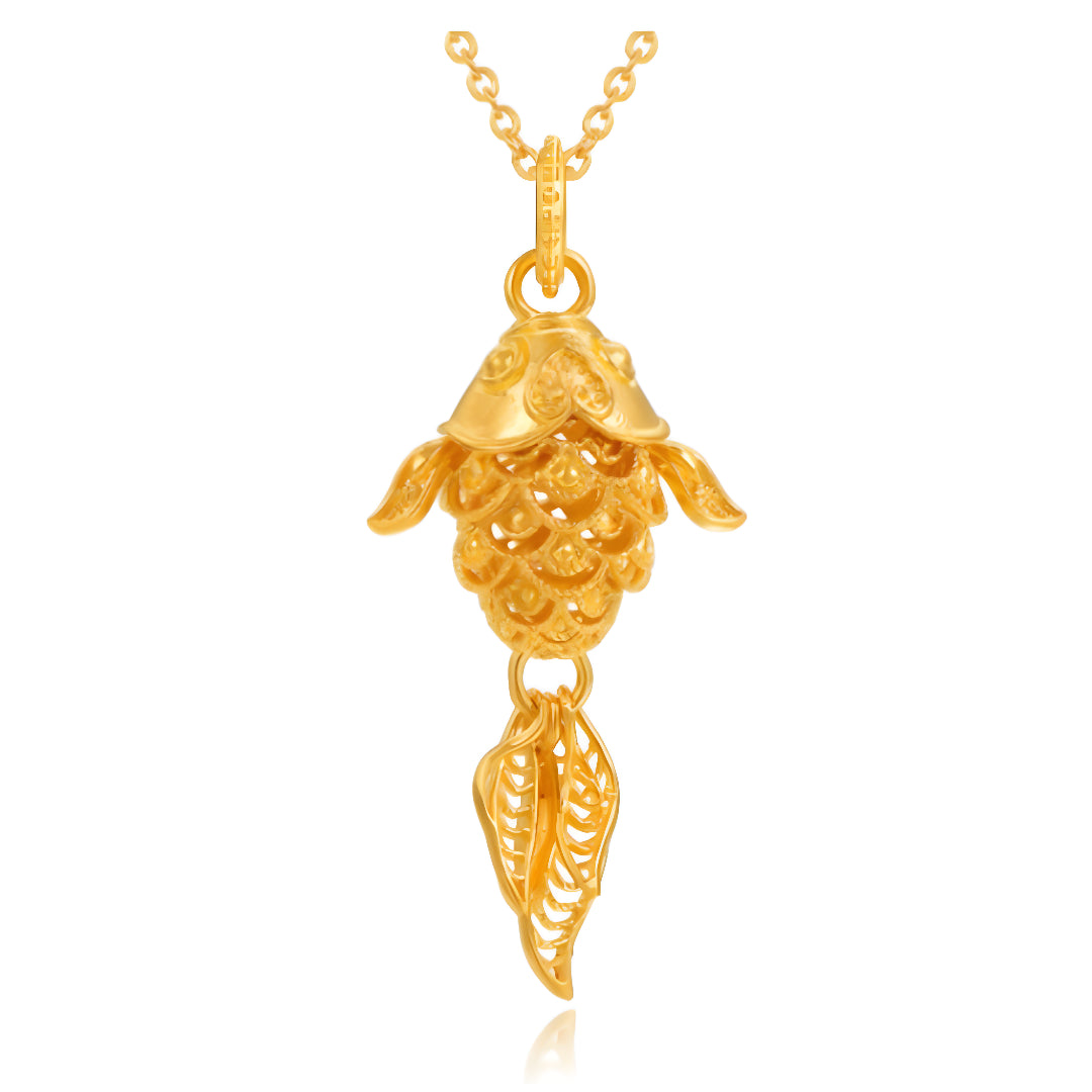24k Real Gold Ruyi Koi Fish Pendant