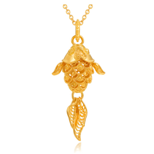 24k Real Gold Ruyi Koi Fish Pendant
