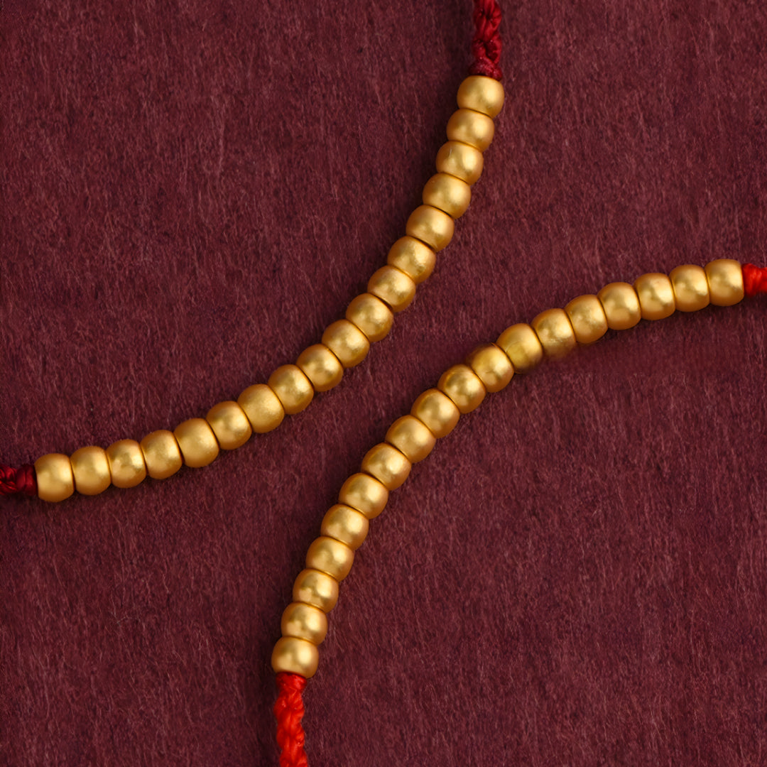 24k Solid 999 Gold Beads Red Rope Bracelet for Men and Women Blessing and Peace Braided Bracelet