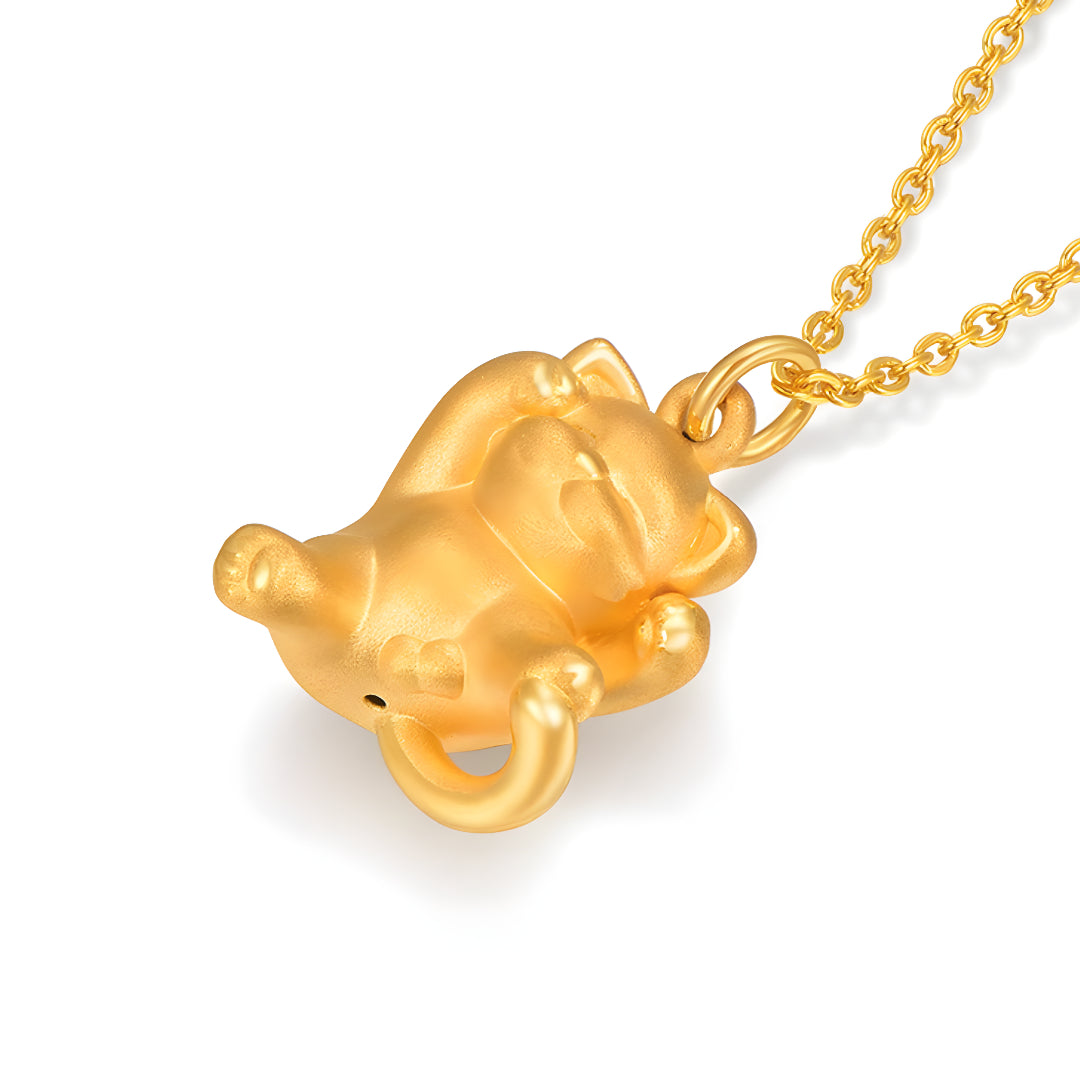 24K Real Gold Cat Cute Kitty 3D Gold Pendant