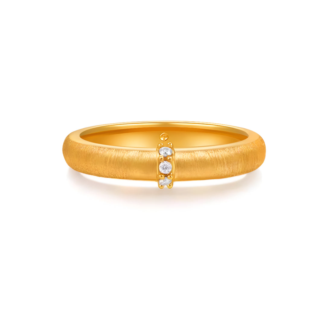24k Pure Gold 5D Hard Gold Moissanite Band Stacking Ring