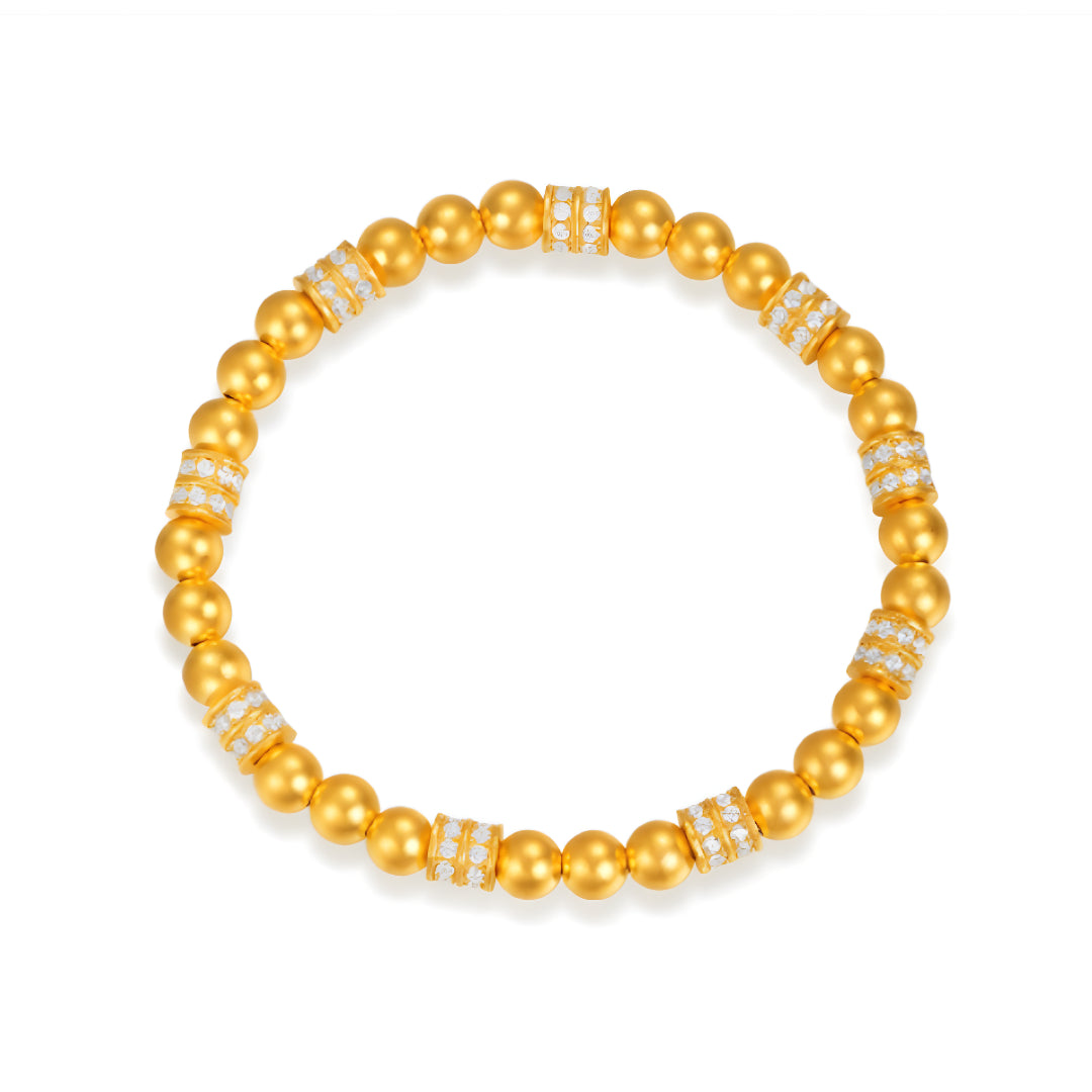 24k Pure Gold Beads Crystal Charm Bracelet - Gypsophila Co.